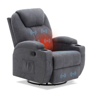 Homall 360° Cloth Swivel Recliner Chair with Electrical Therapeutic massage Operate