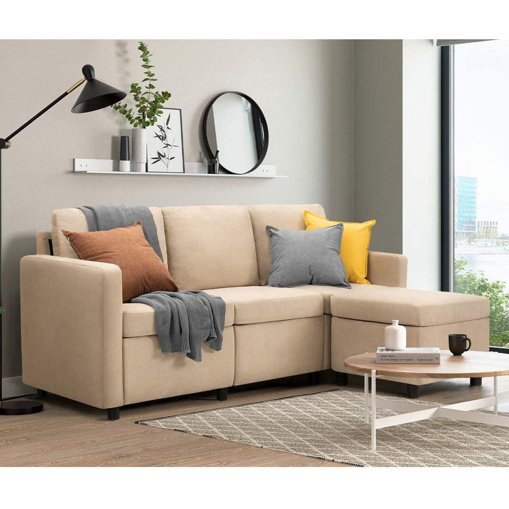 Homall L-Formed Sectional Couch Set – Trendy Linen Cloth Convertible Sofa for Small Dwelling Areas