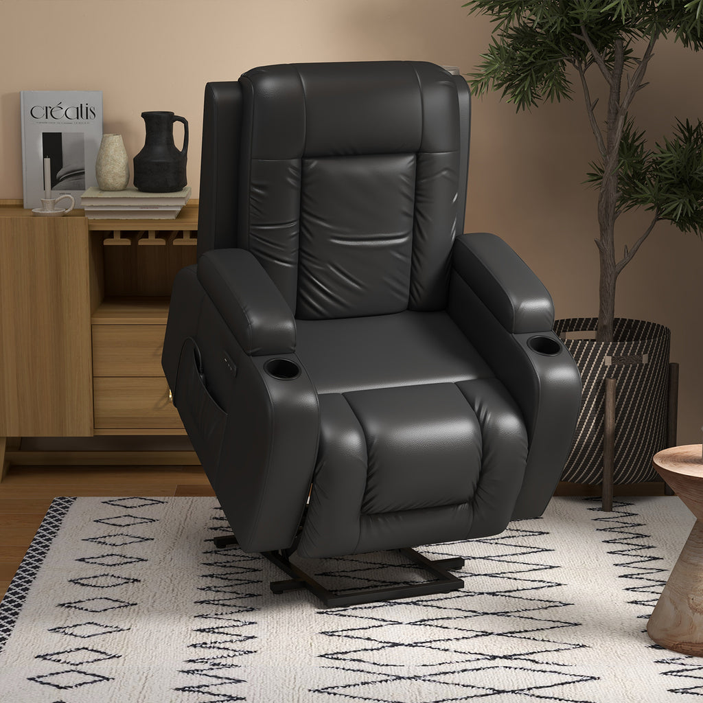 Homall PU Leather-based Energy Elevate Recliner Chair with USB Charging and Aspect Seat Elevate Button for Seniors